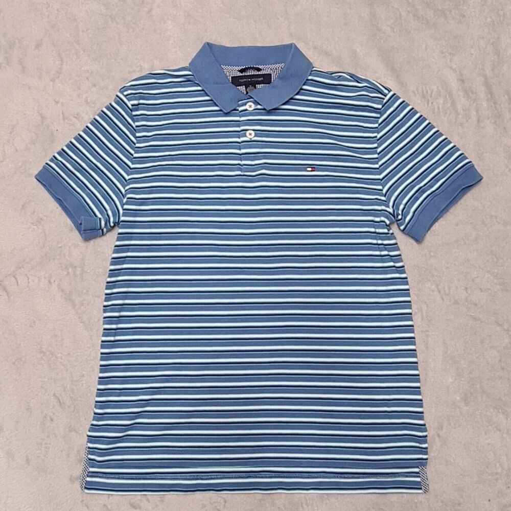 Tommy Hilfiger Golf Polo Shirt Mens MEDIUM Stripe Casual Activewear Athleisure